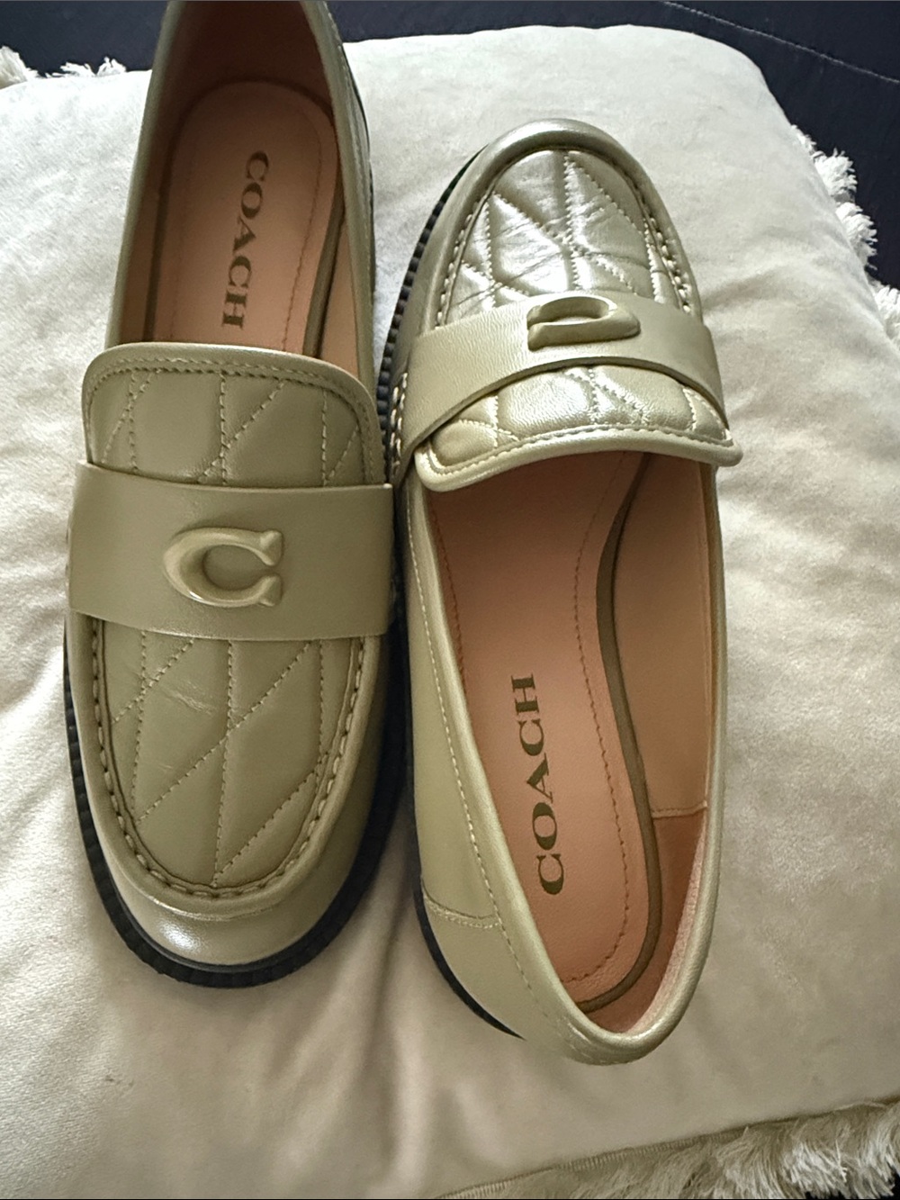 COACH Quilted Signature C Loafers in Sage Green